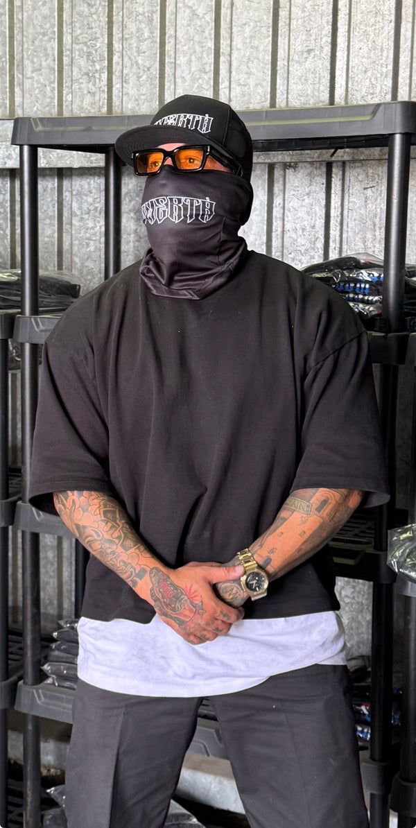 Omertà face mask black/white