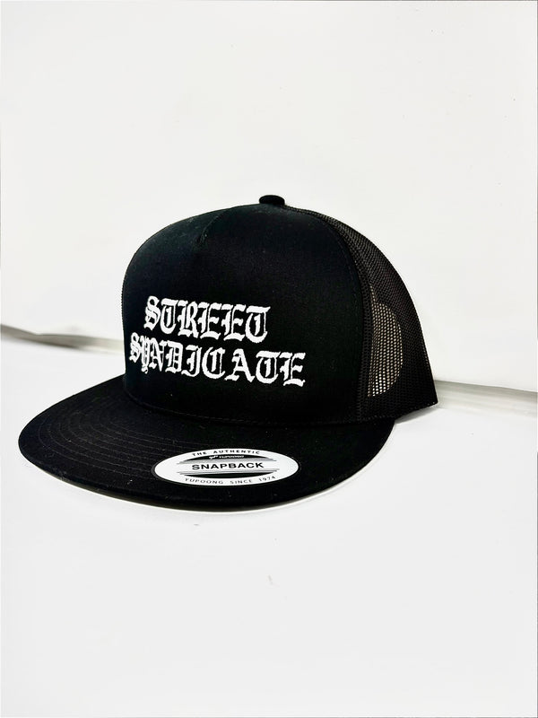 YP Old English snap back.