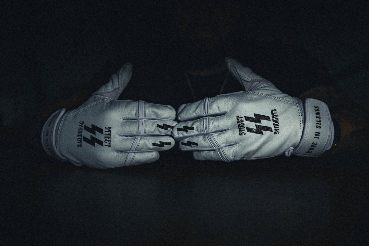 sick handschuhe Super all leather gloves. White with black logo – Street Syndicate MFG Build Kit:SRAM Apex XPLR 1x12 Nylon Color Pegasus Strong EVO 10 JOURS CY 24H
